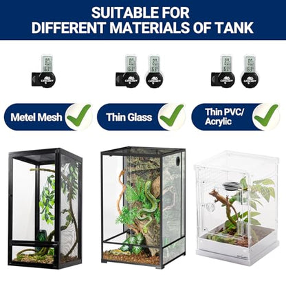 Magnetic Reptile Thermometer and Humidity Gauge, Digital Tank Thermometer Hygrometer with LCD Display, Habitat Temp Humidity Meter Accessories for Bearded Dragon, Snake, Hermit Crabs, Gecko