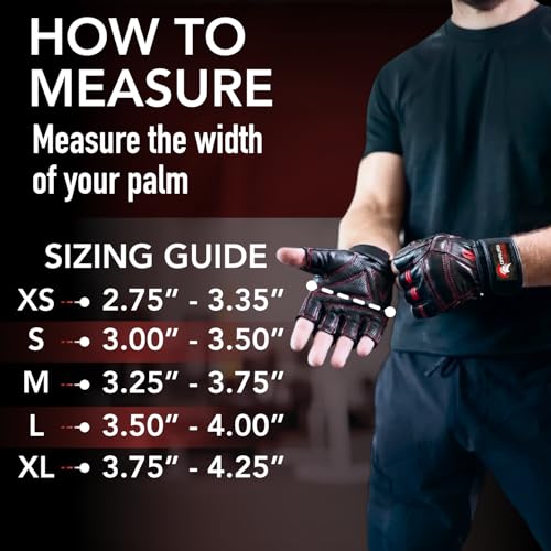 Genuine Leather Gym Gloves for Men Women, Wrist Wrap Support Workout Gloves for Weight Lifting Crossfit Deadlift Barbell Exercise Palm Padding Callus Protection Grips - size: Small