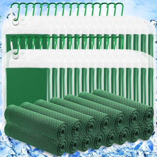 Hosuly 30 Pack Cooling Towels Bulk Microfiber Breathable, Green - color: Green