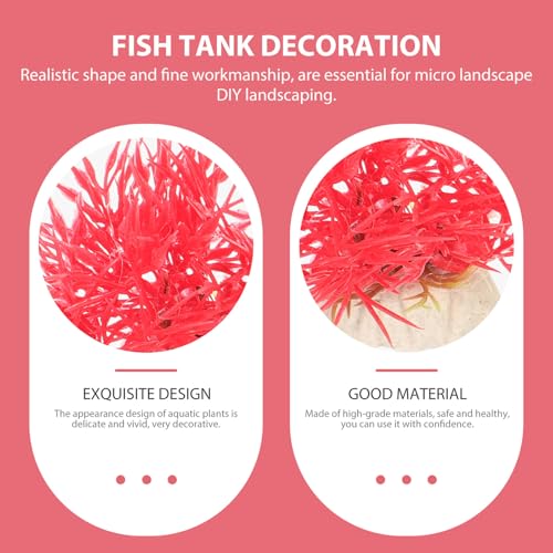 Beaupretty 20Pcs Decorative Fake Aquarium Plants Fish Tank Grass Artificial Plastic Aquatic Decor for Fish Tanks and Aquariums with Green and Crimson Grass Clumps and Lifelike Desktop