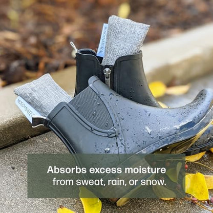 Moso Natural Shoe Deodorizer Inserts (2 Pack) Charcoal Odor Absorber for Shoes, Gym Bag & Boot Deodorizer, Unscented Shoe Odor Elimination, Air Purifying Bags, Lasts 2 Years (4 Bags) - style: 2 Pack (4 Bags)