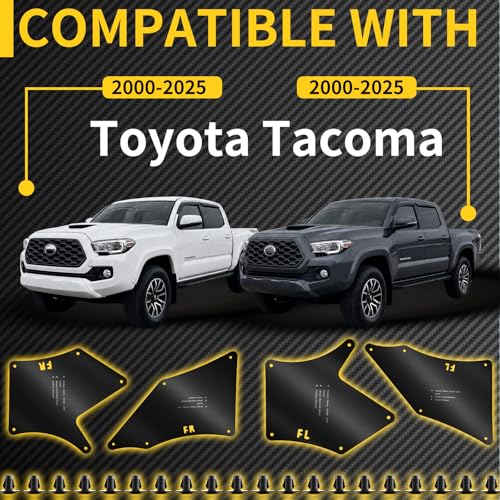 Splash Guard Fender Liner Shields, Matte Black | Compatible with Toyota Tacoma 2005-2020, Front & Rear Inner Fender Protection, Wheel Well Protection - color: for Toyota Tacoma 2005-2020