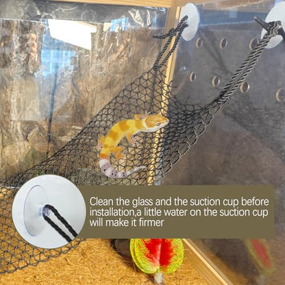 Bearded Dragon Hammock 35 x 8 Inch Lizard Climbing Net Collapsible Reptile Climbing Mesh Bridge Tank Accessories for Gecko Snake Hermit Crab Chameleon (1 Pcs) - color: Black