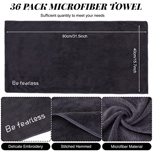 Newwiee Microfiber Gym Towels for Exercise Fitness Bulk 32 x 16 Inch Soft Quick-Drying Sweat Absorbent Yoga Towel for Women Men Be Fearless Sport Towel for Cycling, Swimming, Workout, Camping(36 Pcs)
