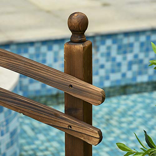 Outsunny 7.5' Wooden Arch Garden Bridge, Safety Rails for Backyard Ponds, Creeks, Streams, Carbonized - color: Carbonized