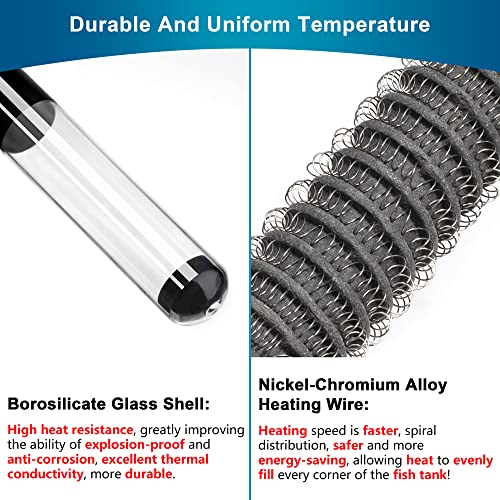 Aquarium Heater Adjustable 50W Submersible Fish Tank Heater with Electronic Chip Thermostat Suitable for Marine Saltwater and Freshwater - size: 50Watt