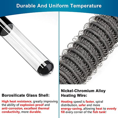 Aquarium Heater Adjustable 50W Submersible Fish Tank Heater with Electronic Chip Thermostat Suitable for Marine Saltwater and Freshwater - size: 50Watt