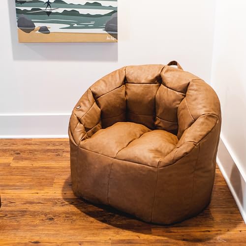 Big Joe Milano Beanbag Chair with Vibe Caramel Montana Leather - color: Carmel Montana Leather, size: Milano with Vibe