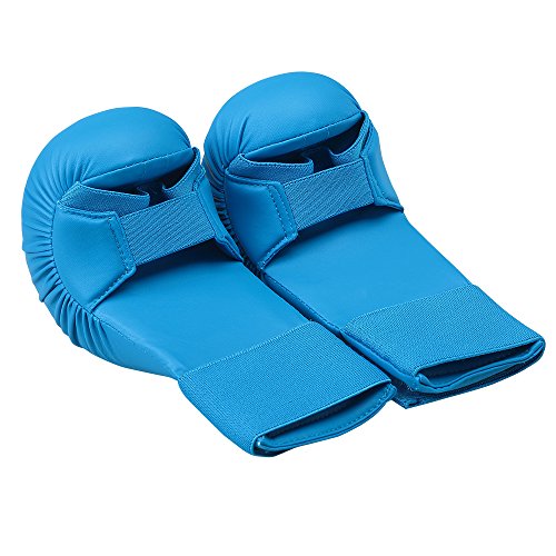 WESING Karate shin and Instep Guard Karate Gloves Approved by WKF - color: blue, size: Large