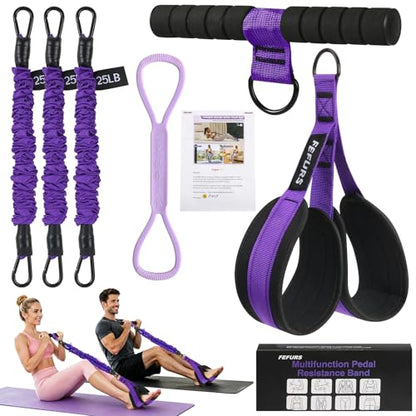 Foot Pedal Resistance Band with Handle, Upgrade Full Body Workout for Men & Women, Core Abs Legs Glutes Arms, Pilates Strength Training Home Gym Equipment