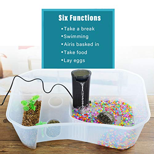 Plastic Turtle Tank Reptile Habitat Pet Terrariums Turtles Tank Aquarium Terrapin Topper Basking with Platform Plants,Durable,Safe, Non-Toxic(White) - color: White