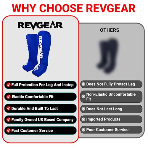 Revgear Dominator Muay Thai Shin Guard, MMA, Kickboxing. Cloth with Instep - color: Blue, size: Large