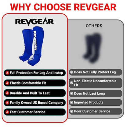 Revgear Dominator Muay Thai Shin Guard, MMA, Kickboxing. Cloth with Instep - color: Blue, size: Medium
