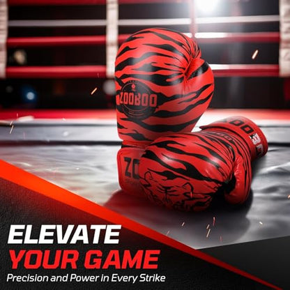 Flexzion Boxing Sparring Training Gloves Pro Muay Thai Kickboxing Heavy Bag Punching Mitts Wrist Wrap Full Contact Combat Sport Protective Hand Gear Martial Art Supply for Women & Teens, 10Oz - color: Tiger Red