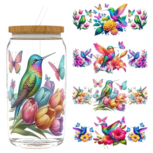 UV DTF Cup Wrap Transfer Stickers, 4 Sheets Bird Rub On Transfers for Tumblers Water Bottles Glass Cups Mugs Ceramics - style: Bird