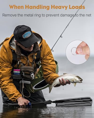 Pawfly Fishing Net with Collapsible Aluminum Handle and Nylon Mesh for Aquarium Pond Freshwater and Saltwater, Minnow Net for Bait and Trout, Portable Fishing Landing Net - size: 12" x 14"
