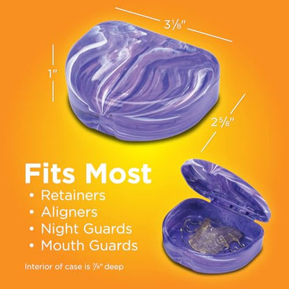 Practicon Marble Retainer Cases, Orthodontic Aligner Case, Mouth Guard Holder (3 Pack) (Purple) - color: Purple
