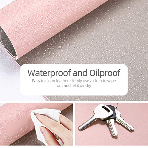 YSAGi Multifunctional Office Desk Pad, Ultra Thin Waterproof PU Leather Desk Mat, Dual Use Desk Writing Mat for Office/Home (35.4" x 17", Pink) - color: Pink, size: 35.4" x 17"