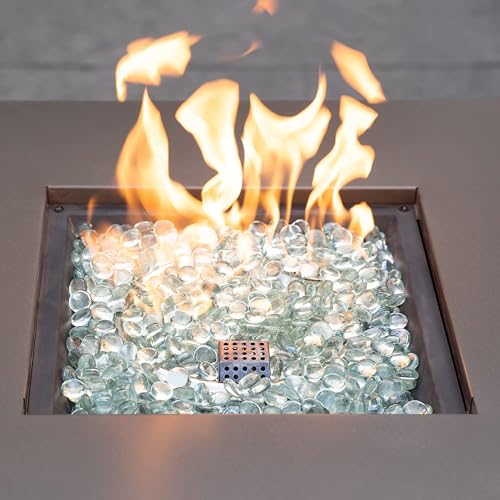 onlyfire Fire Pit Glass Rocks 10 lbs, High Luster Fire Glass Beads 1/2 Inch, Tempered Glass Marbles for Propane/Natural Gas Fire Pit, Fireplace, Multicolor & Blends Available - color: Crystal Ice