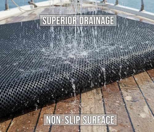 PVC Drainage Floor Mat Non-Slip Commercial Wet Area Mat for Outdoor and Indoor Restaurant Kitchen Bar Swimming Pool Splash Matting Water Drain Flooring Mat (Black, 4FTX10FT)