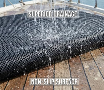 PVC Drainage Floor Mat Non-Slip Commercial Wet Area Mat for Outdoor and Indoor Restaurant Kitchen Bar Swimming Pool Splash Matting Water Drain Flooring Mat,Black, 3FTX10FT