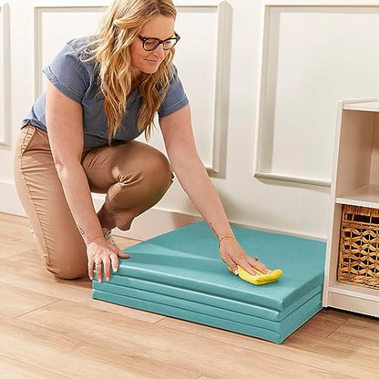 ECR4Kids SoftZone Play Patch Activity Mat Squares, Modular Playmat, Seafoam, 4-Pack - color: Seafoam