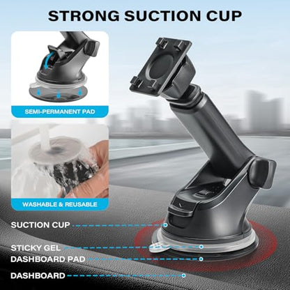 Replacement Suction Cup Car Mount for CarPlay Screen with Quick Extension Arm, Compatible with 7-11 Inch Portable Car Play Screens, Adjustable Dashboard Windshield in-Car Monitor Bracket Holder
