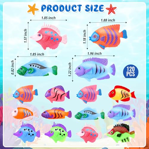 72Pcs Plastic Fish Toys - Tropical & Mini Plastic Fish Set for Children's Party Supplies and Decoration