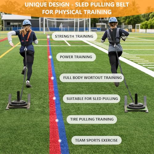 Sled Pulling Belt Set, Adjustable Waist Strap with Pulling Rope | 2Pcs Sled Tire Training Suit to Have Strength Agility Power Exercise Help to Enhance Full Body Building Indoor and Outdoor - size: 9.8ft