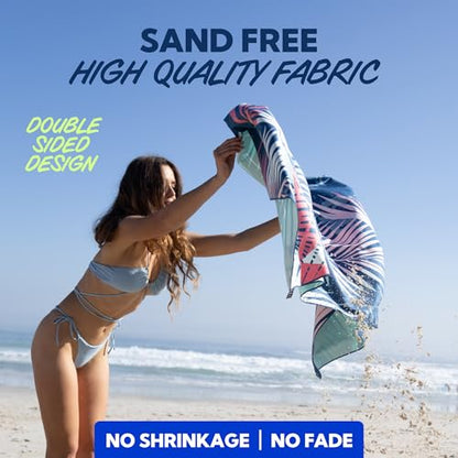 SUN NINJA Microfiber Beach Towel, Sand Free Quick Dry, 63x32in, Palm Trees - color: Palm Trees