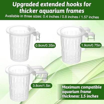 2 Pcs Aquarium Plant Holder, Aquarium Planter Cup for Aquaponic Plants Cultivation, Hanging Fish Tank Plant Holders, Transparent Hanging Pot for Fish Tank Aquaponic Plants, Water Feature Decoration