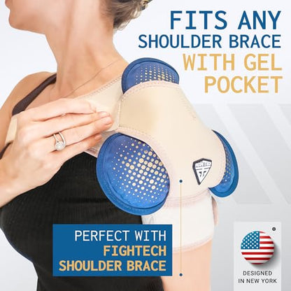 FIGHTECH Reusable Hot and Cold Gel Ice Pack - Hinge Joint, Single Pack | Heat and Cold Therapy Compress for Shoulder Rotator Cuff Knee Back Head Eyes Elbow and Hip - Leak Proof Design - size: Large (Single)