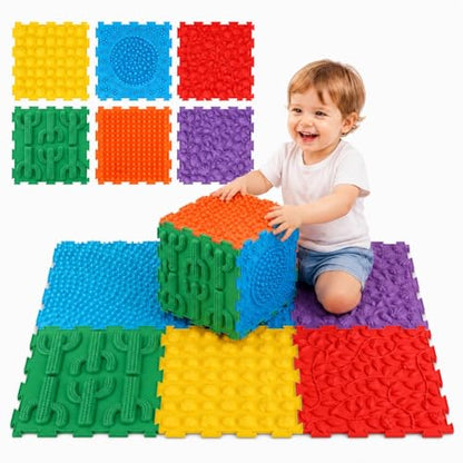 edusense TPU Sensory Floor Mats - Textured Tactile Tiles for Kids - color: Classical