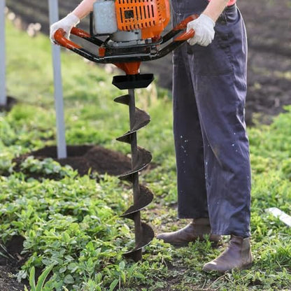 62cc Post Hole Digger, Gas Powered Post Hole Digger, Earth Auger Digger with 3 Drill Bit 3" & 5" & 8" and 3 Extension Rods 24" 24" 24" for Planting Fence Farmland Garden & Plant, 1400W - size: 62cc