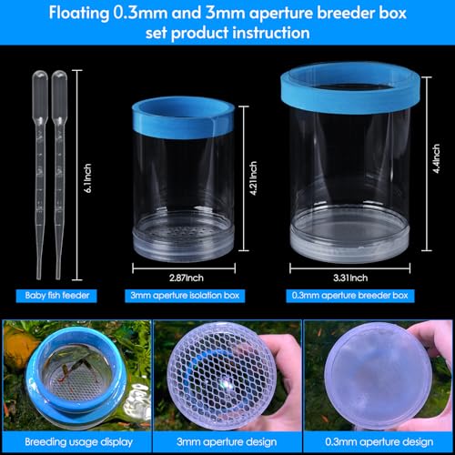 middlefloatingbreederbox Breeder Box for Fish Tank Isolation Aquarium Separator Hatchery Incubator for Guppy Baby Betta Saltwater Clownfish Coral Aggressive or Injured Fish (Middle Two-Piece Set)