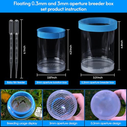 middlefloatingbreederbox Breeder Box for Fish Tank Isolation Aquarium Separator Hatchery Incubator for Guppy Baby Betta Saltwater Clownfish Coral Aggressive or Injured Fish (Middle Two-Piece Set)