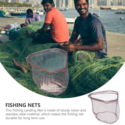 Toddmomy Fishing Landing Net Replacement Nylon Mesh Foldable Stainless Steel Frame 40Cm Triangular Head Portable Tool for Freshwater and Garden Pond Fishing