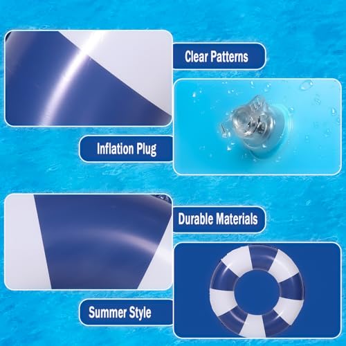 2 Pcs Inflatable Pool Floats -Pool Floats Tubes Pool Tubes- Swim Tubes Inflatable 32" Pool Floats and Rings- Pool Swimming Rings for Adults Summer Beach Pool Party Decor - size: 32inch, style: Beach theme-blue