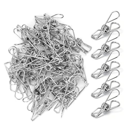 50 Pack 304 Stainless Steel Clips, Heavy Duty Multipurpose Wire Clips for Clothes Laundry, Food Bags, 2 Inch Durable Rustproof Small Metal Clips