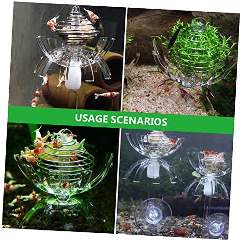 BESPORTBLE 1set Multifunctional Pet Feeder Cage for Aquariums Transparent Design with Cups for Feeding and Brine Shrimp Decorative Hideout for Shrimp and Fish Tanks