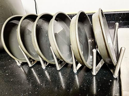 Pot Lid Organizer Pot Lid Holder Adjustable Pot Lid & Plate& Pans multipurpose Organizer Rack Holder Stainless Steel Dish Plate Drying Rack