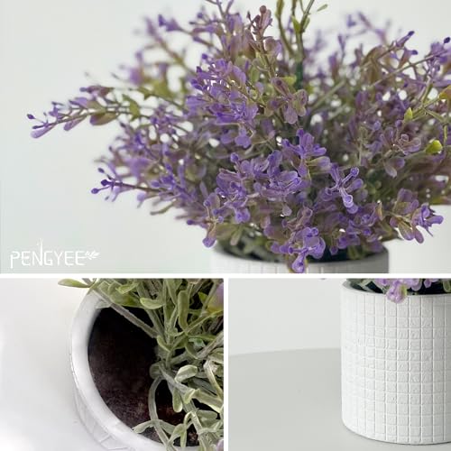 3 Pack Small Fake Plants in White Pulp Pot | Artificial Plants Indoor, for Home House Bathroom Kitchen Office Shelf Table Room Decor, Easy to Clean, Lifelike Appearance - style: Harb