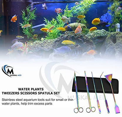 Aquarium Plant Tools, Aquatic Plant Stainless Steel Tweezers Scissor Spatula Planted Aquarium Tools Set & Aquarium Starter Kit