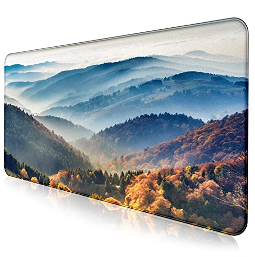 Large Mountain View Patterned Mouse Pad, Anti Slip Gaming Keyboard Desk Pad | The Surface Of The Mouse Pad Is Designed With Fiber Woven Material, And The Base Is Made Of Natural Anti Slip Rubber. - color: Mountain Landscape