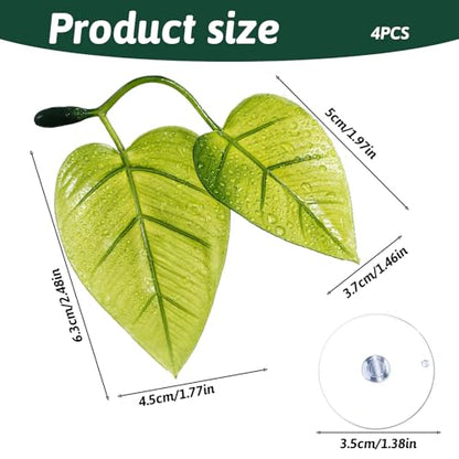 Thinp 4 Pack Betta Fish Leaf Pad, Betta Leaf Hammock Fish Tank Decorations Aquarium Decor Simulating The Natural Habitat with Plastic Suction Cup for Sleeping Resting Hiding Playing Breeding