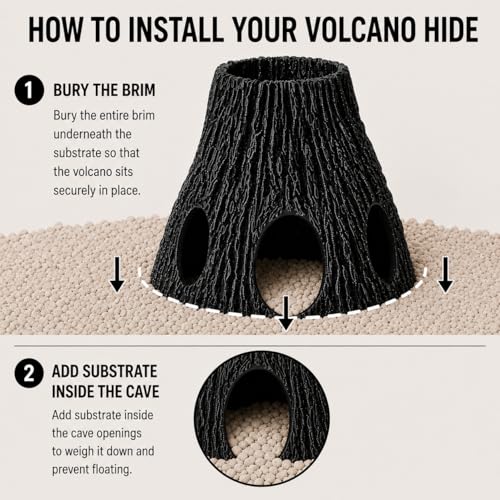 Volcano Fish Hide for Aquarium – Loach Cave, Shrimp Hide & Fish Hideout | Natural Look Aquascape Cave
