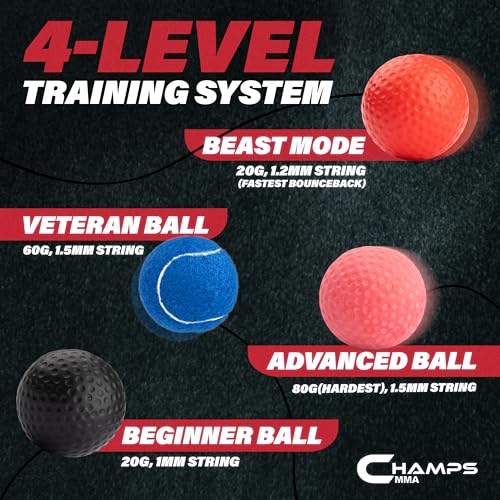 Champs MMA Boxing Reflex Ball Set with Punch Counter App – Hand-Eye Coordination & Speed Training Kit