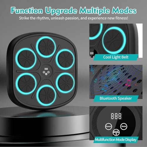 Music Boxing Machine, Wall Mounted Punching Bag with Bluetooth - color: Black