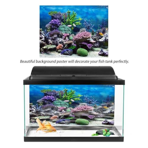 Zerodis PVC Adhesive Aquarium Fish Background Poster,Landscape Wallpaper Painting Sticker Underwater Decor(76 * 46cm)