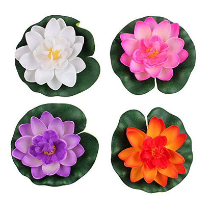 Set of 4pcs Floating Pond Decor Water Lily/Lotus Foam Flower
